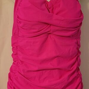 Vibrant Pink Ruched Swimsuit